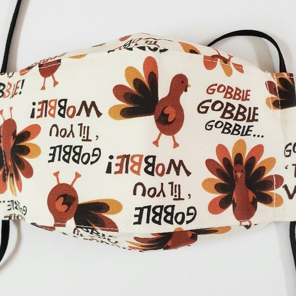 NEW! Thanksgiving Turkey Face Masks Halloween Pumpkins Fall Autumn Face Mask - Picture 1 of 16